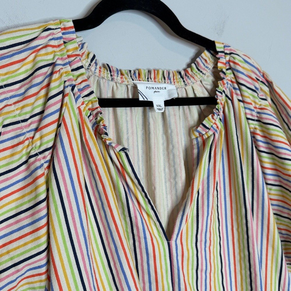 Pomander Place Multi Color Striped Flutter Sleeve Mini Dress XXL B1486 Rainbow - Picture 11 of 12